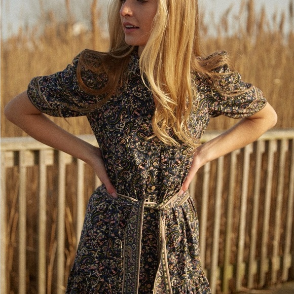 Veronica Beard Eunice Floral Puff-Sleeve Cotton Midi Shirt Dress Cottagecore 4/s - Picture 8 of 13